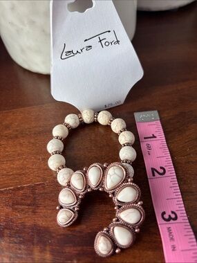 Laura Ford Crescent Shape "naja” cream stones in Coppertone,Southwestern, trend